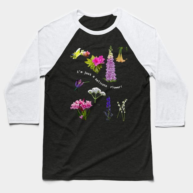 Delicate Flower Dark Baseball T-Shirt by Nerdywitch